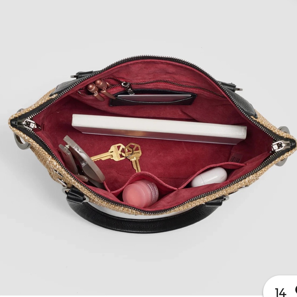 Hammitt Straw and Black Leather Satchel - Picture 5 of 9